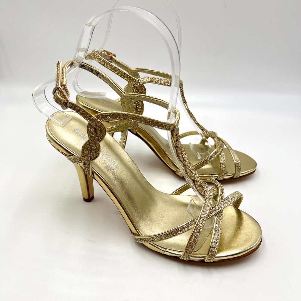 Touch Ups Womens Size 6.5 Fran Gold Strappy Dress Sandals Heels Shoes